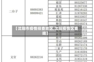 【沈阳市疫情排查地区,沈阳疫情区查询】