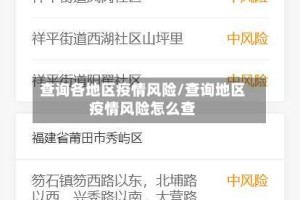 查询各地区疫情风险/查询地区疫情风险怎么查