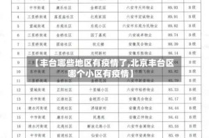 【丰台哪些地区有疫情了,北京丰台区哪个小区有疫情】