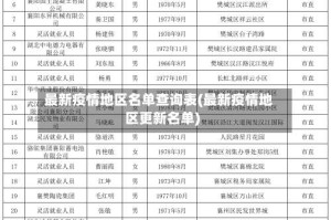 最新疫情地区名单查询表(最新疫情地区更新名单)